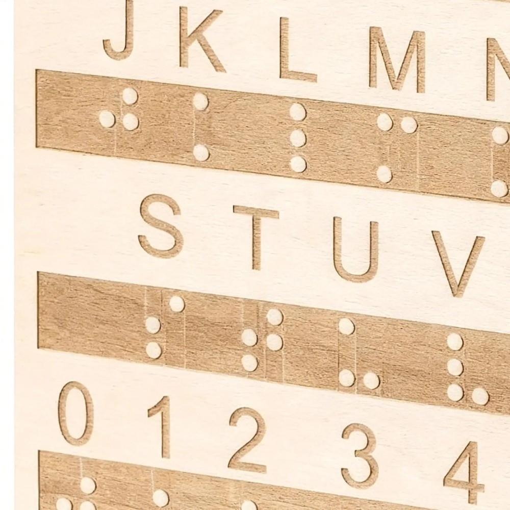 Thickened Braille Alphabet Board Wooden Tactile Letter Number Panel Blind Children Learning