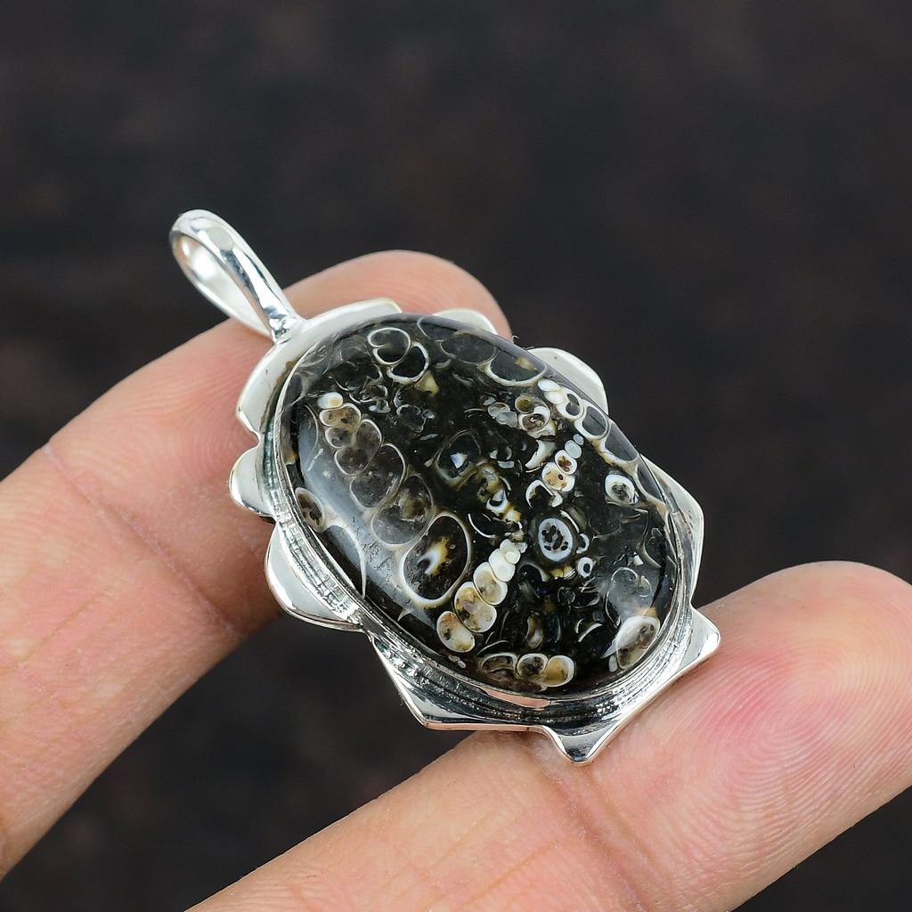 Подвеска из агата туррителла, ювелирное изделие ручной работы, подвеска из натурального драгоценного камня, серебряная подвеска 925 пробы, ювелирные изделия из агата туррителла, подарки на годовщину