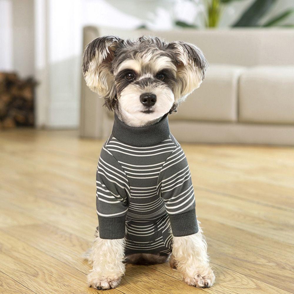 Fashionable Pet Dog Clothes Polyester Dog Pajamas Durable Puppy Stripes Jumpsuits Home