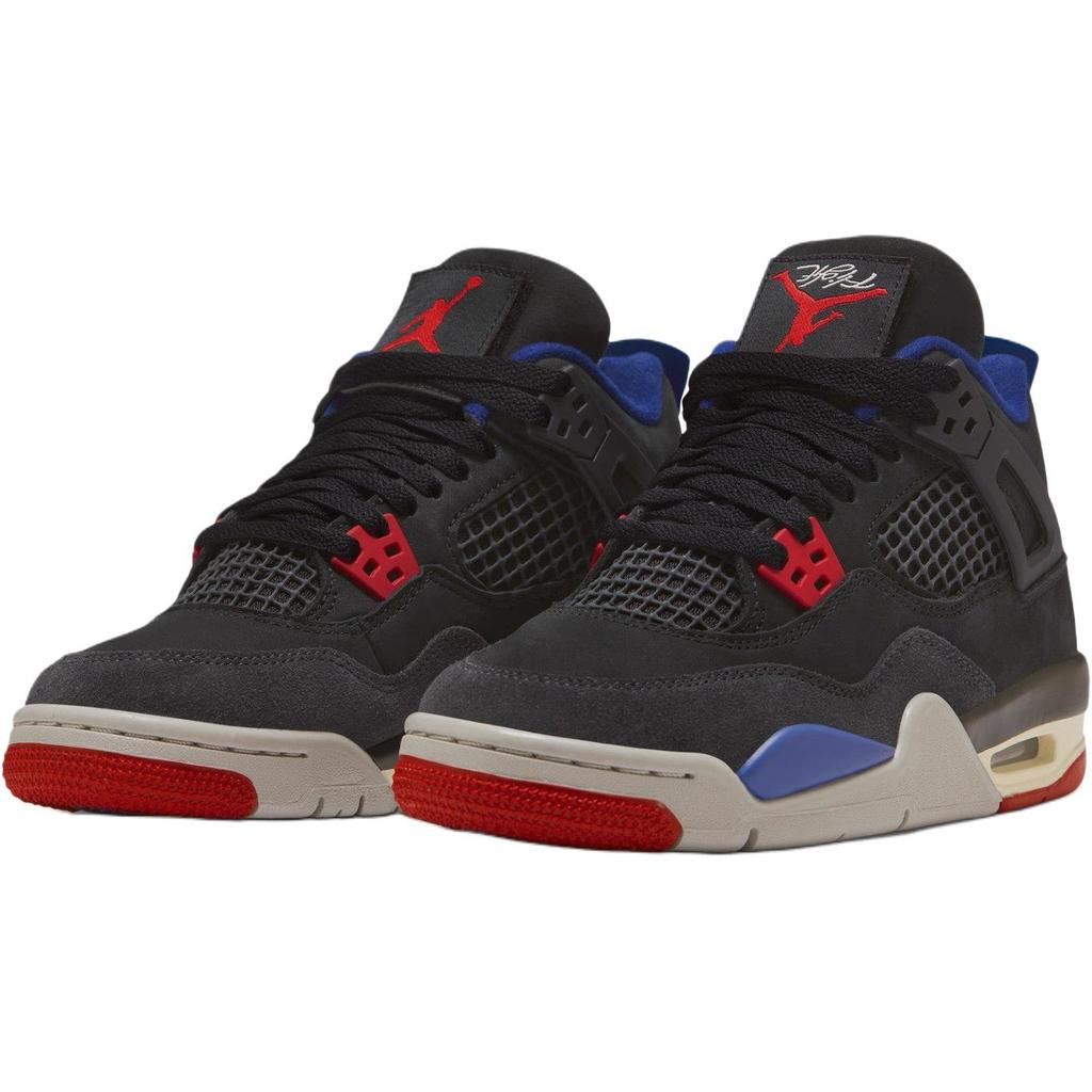 Air Jordan 4 Retro GS Rare Air Kids Sneakers Black Fire-Red Deep-Royal-Blue IB4171-003