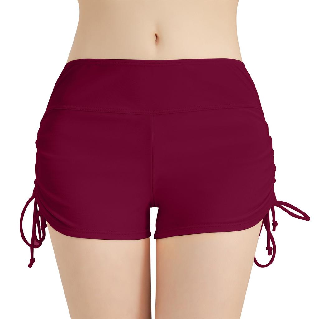 Women's Solid Color Bottomed Flat Angle Sports Yoga Shorts And Beach Swimming Trunks