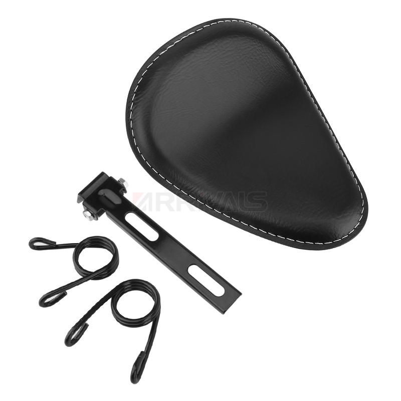 Мотоциклетное кожаное седло Ретро Черное кожаное одиночное сиденье для Harley Custom Chopper Bobber Honda Yamaha Kawasaki Suzuki