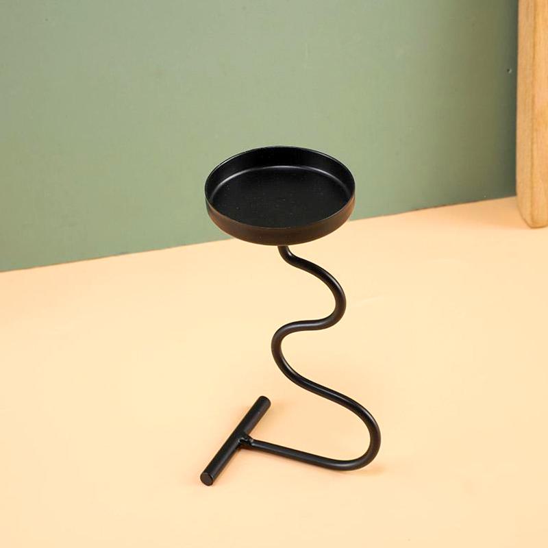 Iron Art Solid Color Desktop Candle Holder Unique Handicrafts Ornaments Gift Living Room Candlestick Decorative Home Decoration