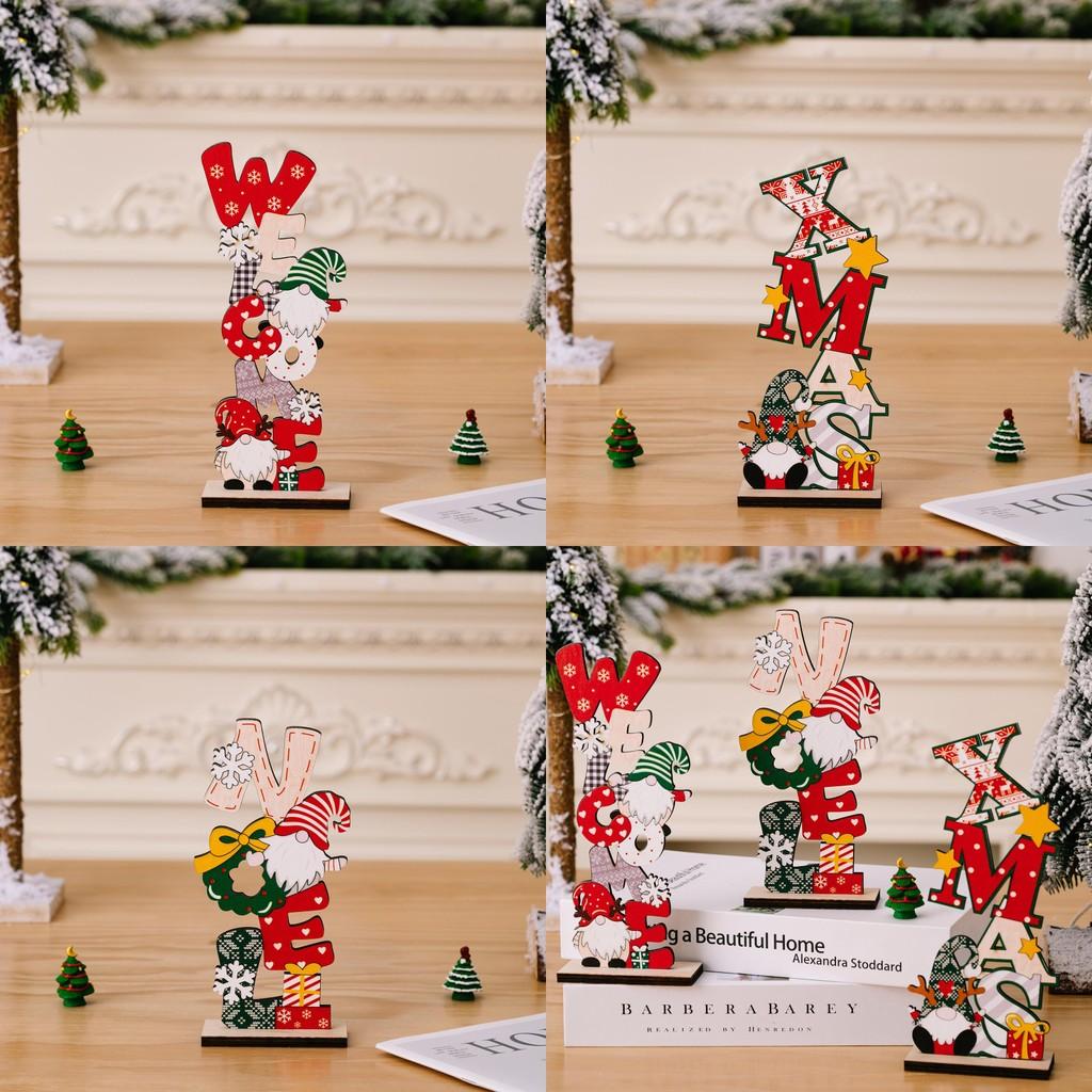 Christmas Gnome Desktop Figurine Wooden Christmas Decor With Printed Letters For Holiday Display