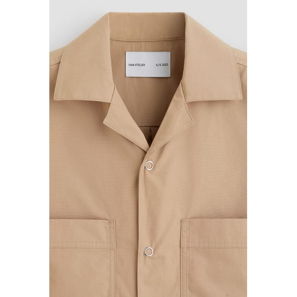 Рубашка HM piMa Cotton cAMP бежевая