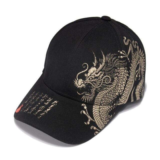 2022 New Cap Cotton Unisex Chinese Dragon Print Street Fashion Outdoor Outing Leisure Sunscreen Hip Hop Baseball Caps