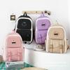 Four-Pieces Backpack Set Student Schoolbag Color Block Women's Large Capacity Backpack Campus Backpack