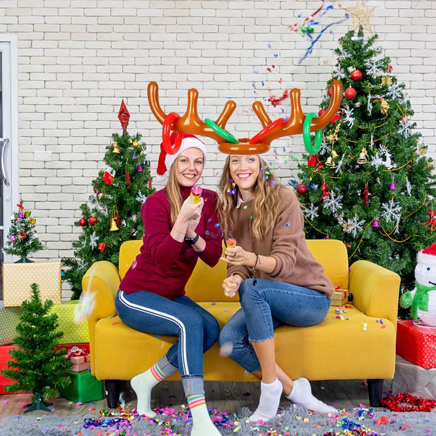 Рождественская Игра Игрушка Надувной Санта Олень Рога Шляпа Кольцеброс Детский Подарок Новый Год Рождество Уличные Надувные Игрушки