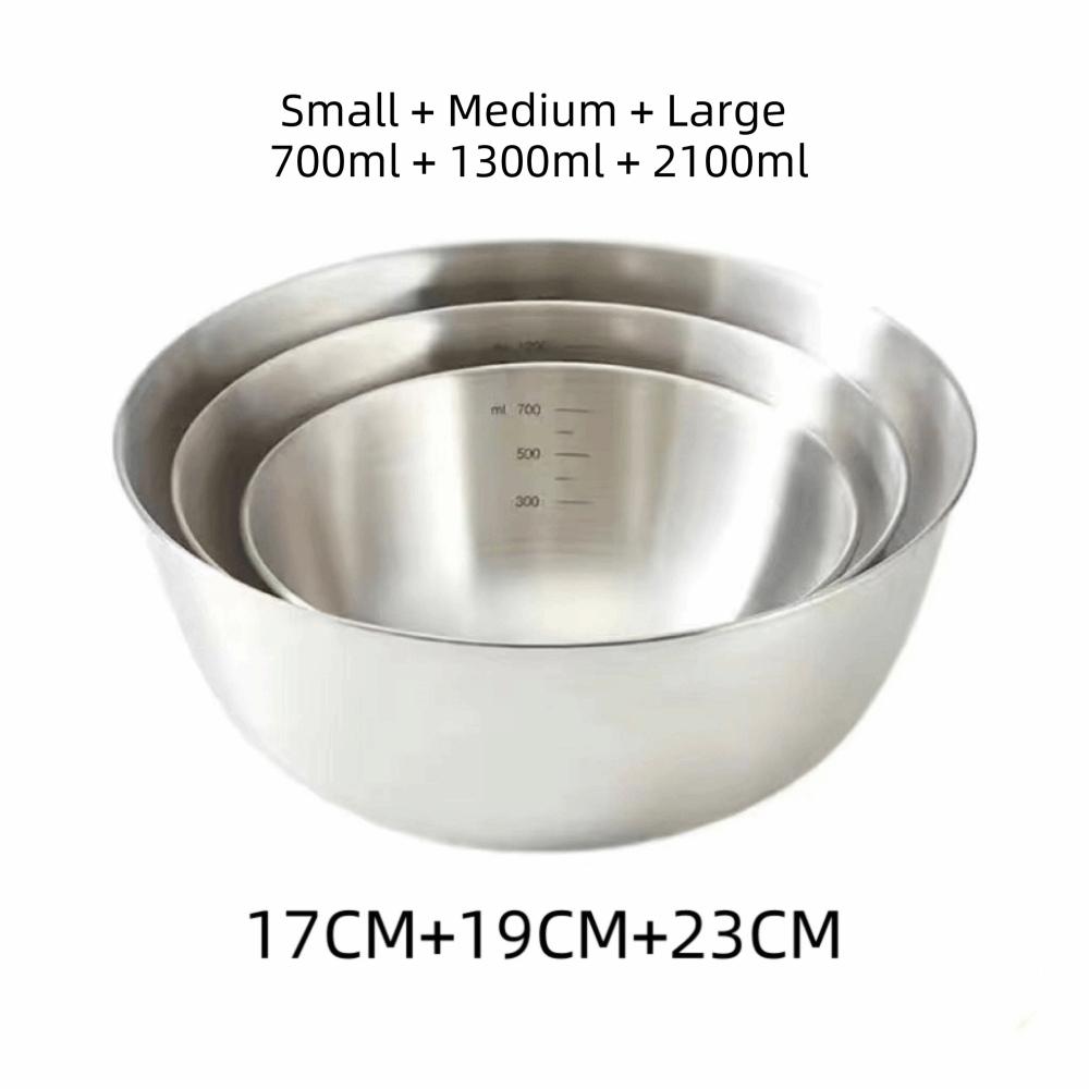 3Pcs Large Capacity Mixing Bowls Stackable Baking Food Storage Containers Cooking