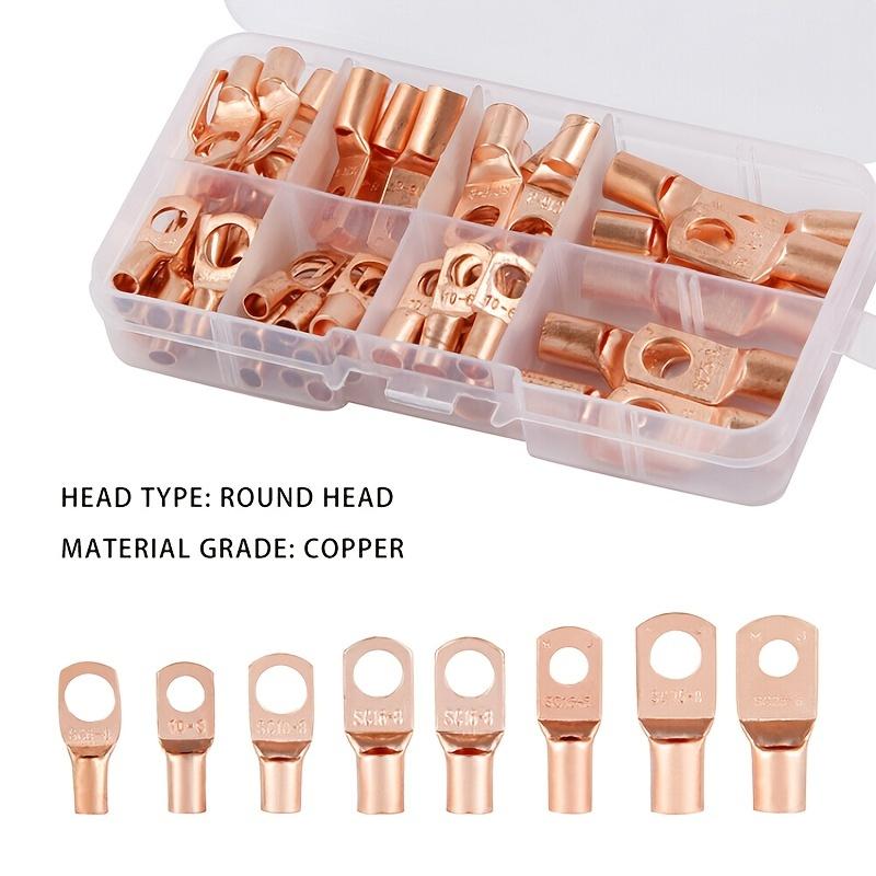 60Pcs Patch Connector Ring SC6-25 Copper Connector Bare Cable Voltage Terminal Connector Kit