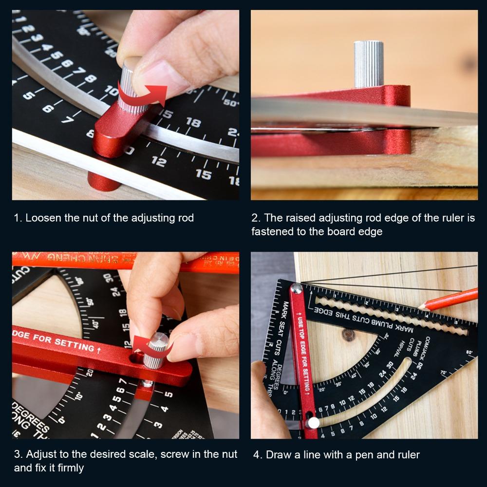 7 Inch Aluminum Alloy Triangle Ruler Adjustable Angle Adjustable Rafter Framing Square Framing