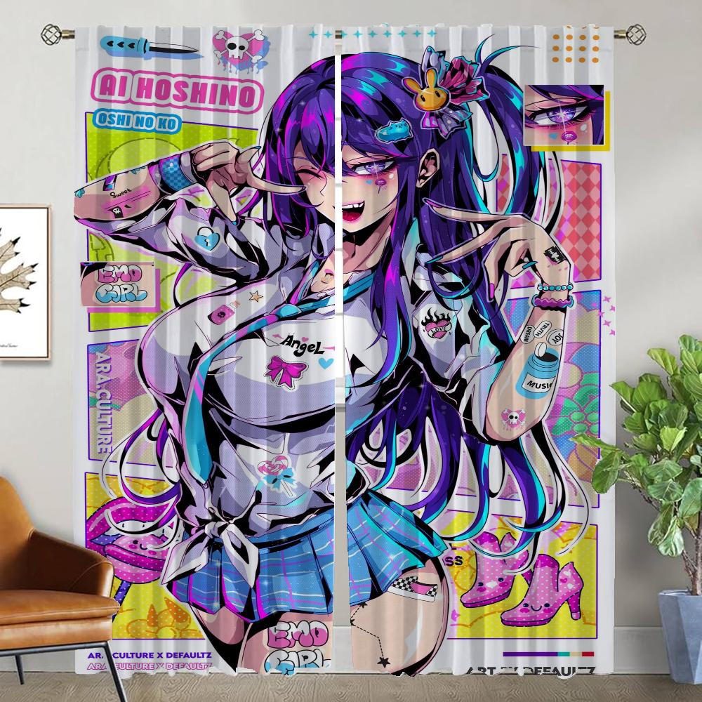 Tulle for Bedroom Hentai Blackout Curtain for Room 2 Panel Modern Living Room Curtains Shades Halloween Decoration Partition