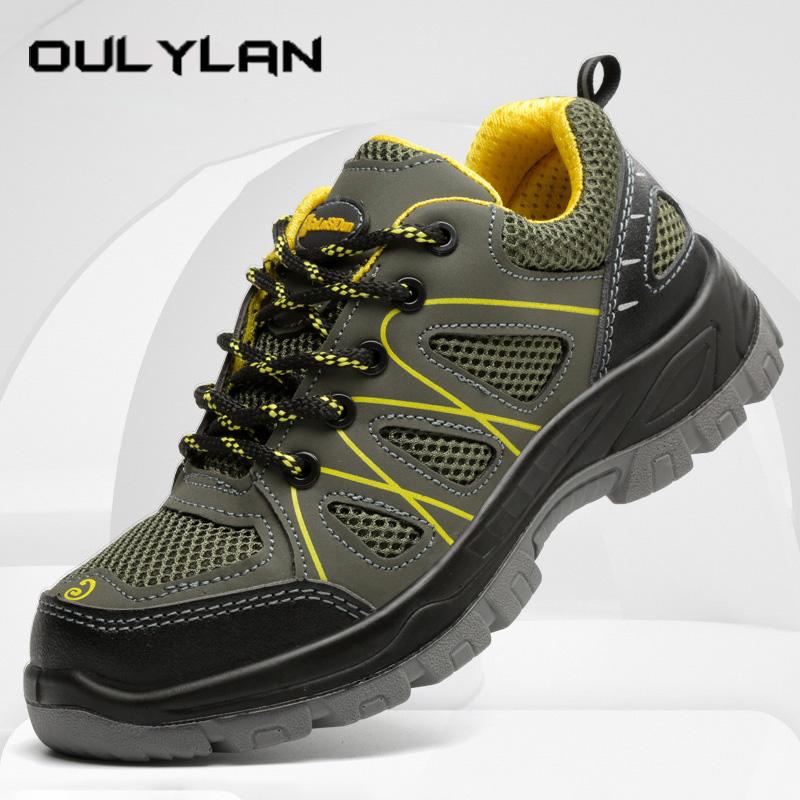 Oulylan Male Anti Smash Work Shoes Non-Slip Round Toe Safety Boots Summer Wear Resistant Labor Footwear Large Size 38 To 46