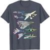 F14 Tomcat Jet Fighters Graphic Print Cotton Crewneck Tshirt For Men