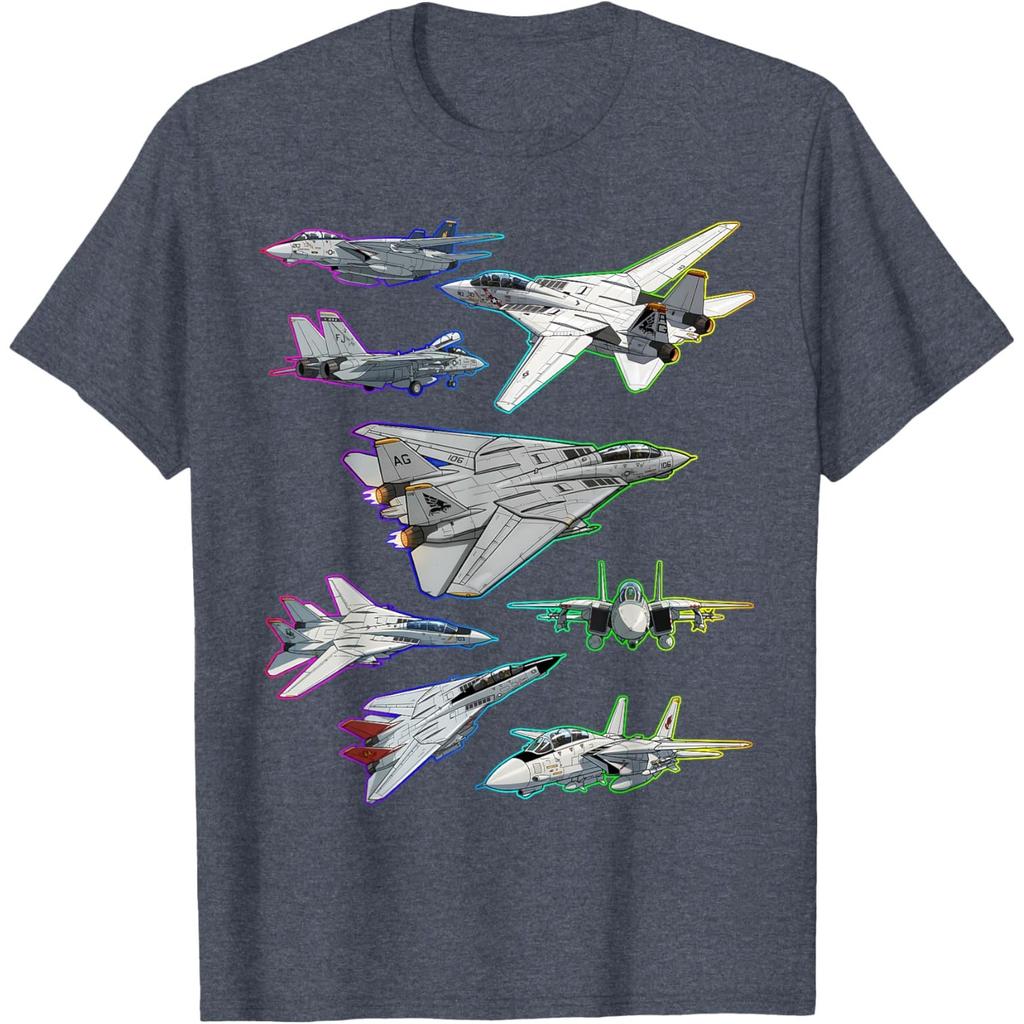 F14 Tomcat Jet Fighters Graphic Print Cotton Crewneck Tshirt For Men