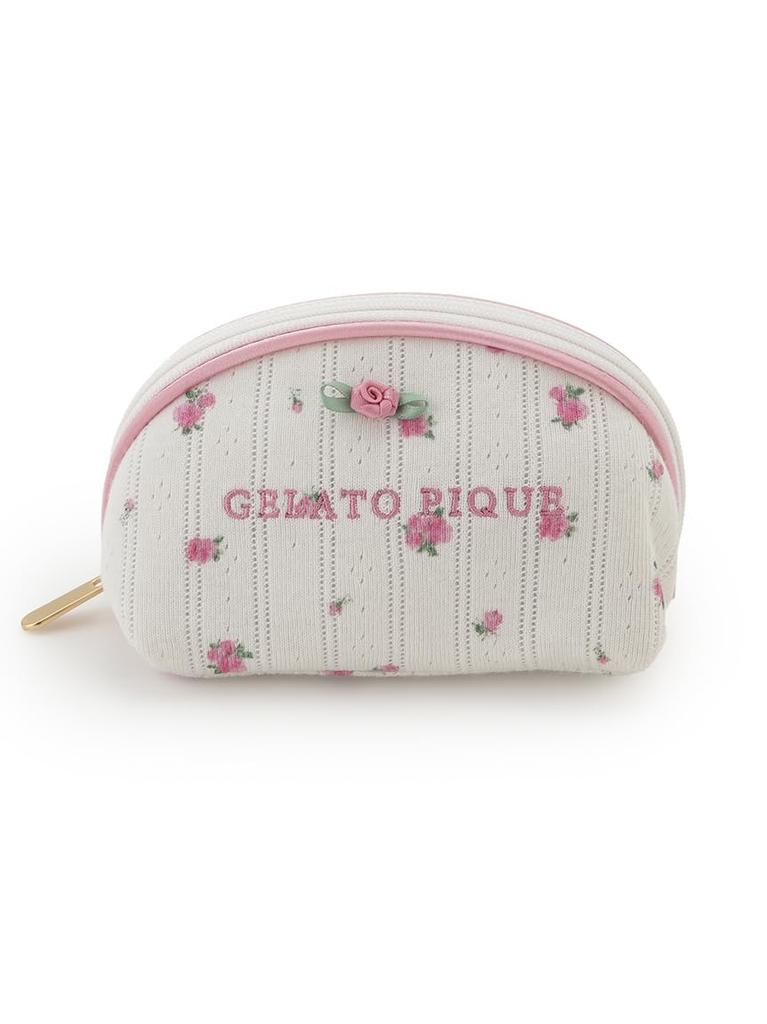 Gelato Pique Little Rose Pattern Mini Pouch PWGB254624 PNK Needle-Punched