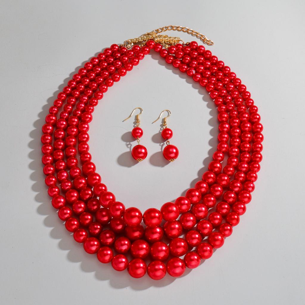 Модное преувеличенное женское колье-чокер, многослойное ожерелье, универсальный набор серег и ожерелья