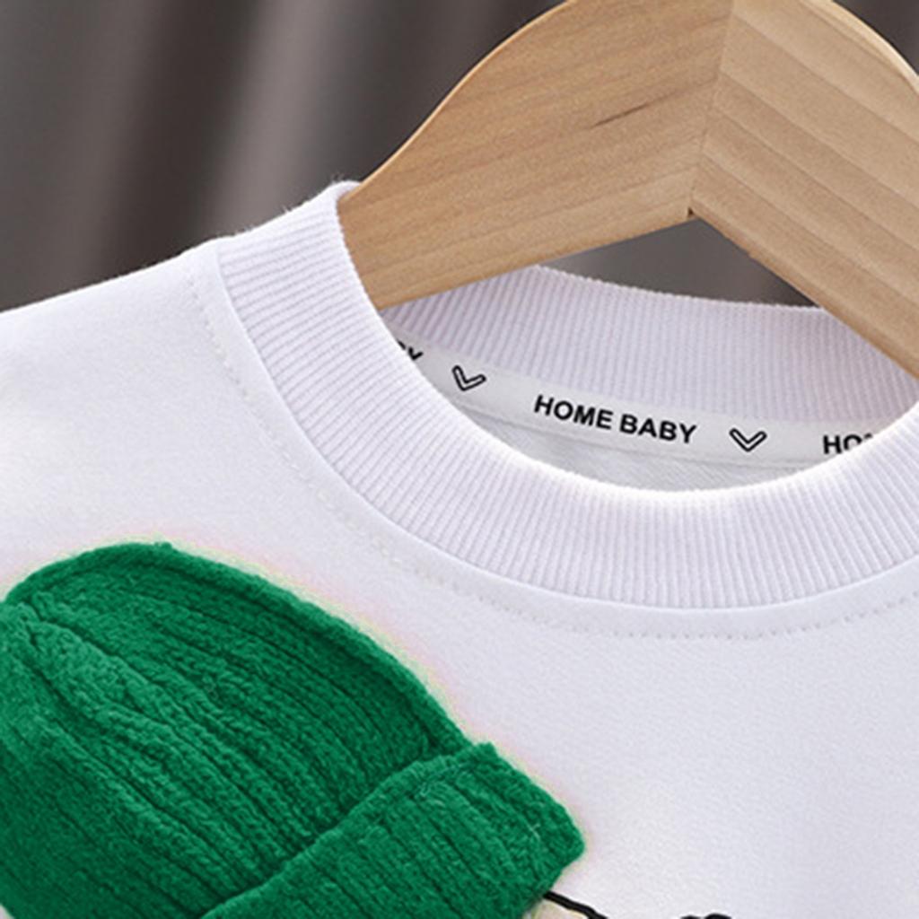 Комплект для мальчиков, младенцев и детей младшего возраста, утолщенная толстовка с капюшоном, комплект с длинными рукавами, комплект из двух предметов