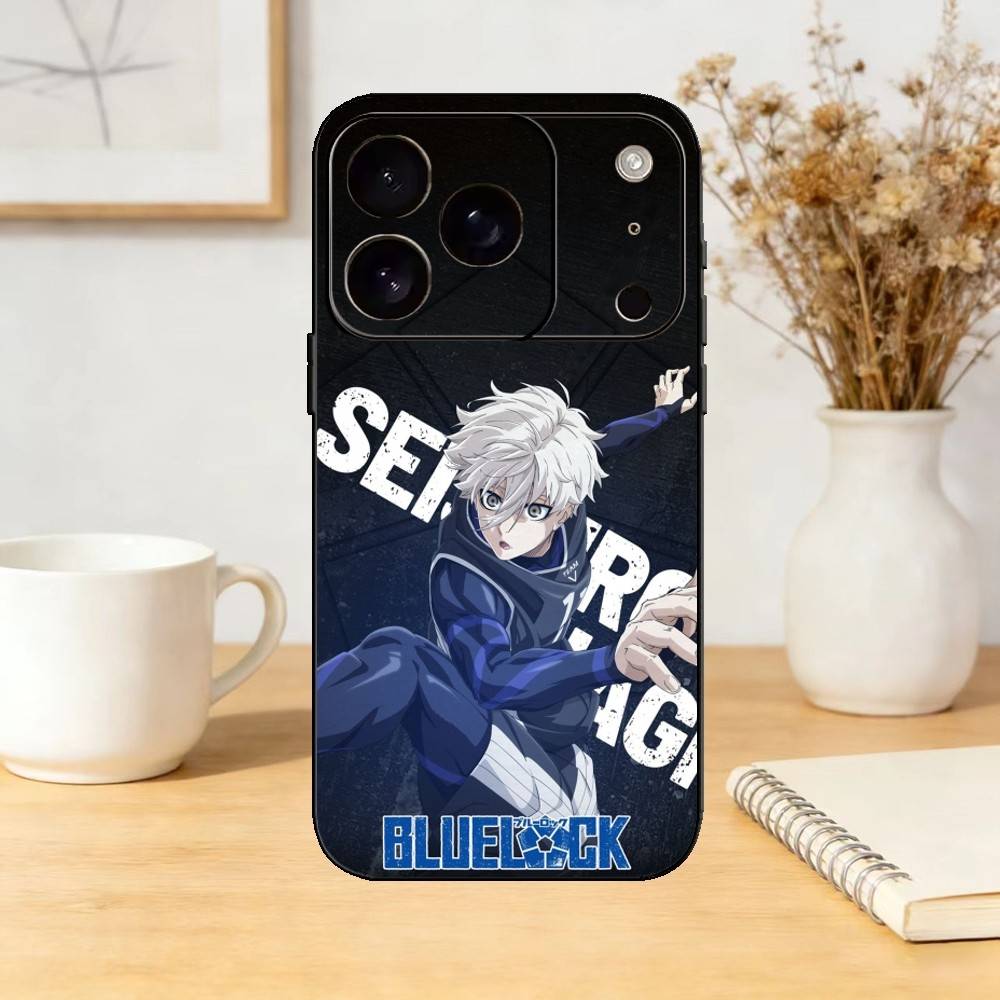 Blue A-Anime Lock Phone Case Silicone black Soft For IPhone 17,16,15,14,13,12,11,SE,Plus Pro Max