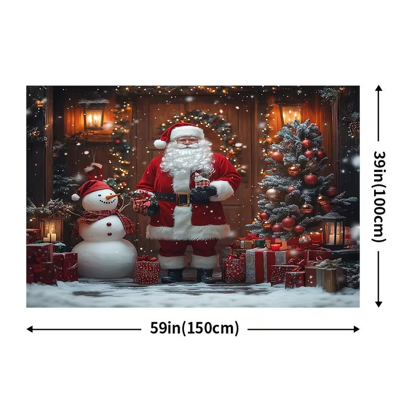 Двумерный рождественский фон Санта-Клауса и снеговика, фон для фотосъемки Рождественской елки и подарков