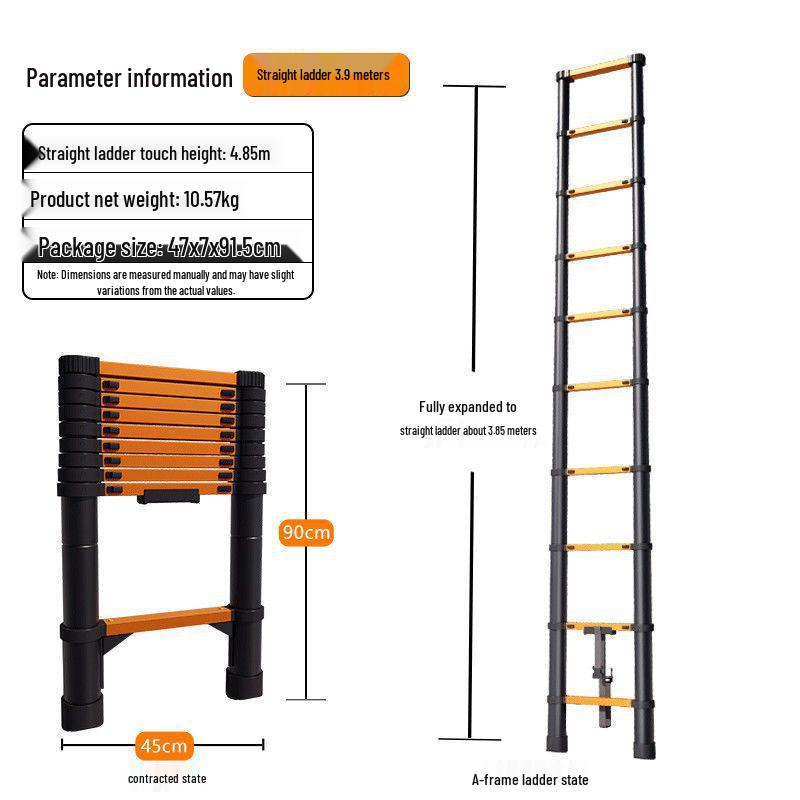 Телескопическая складная стремянка из нержавеющей стали и алюминиевого сплава