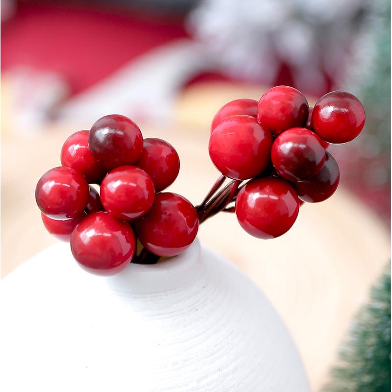 20/10PCS Christmas Wine Red Berry Artificial Xmas Decor Froth Vivid Holly Berries Home Decoration New Year Party Accessories