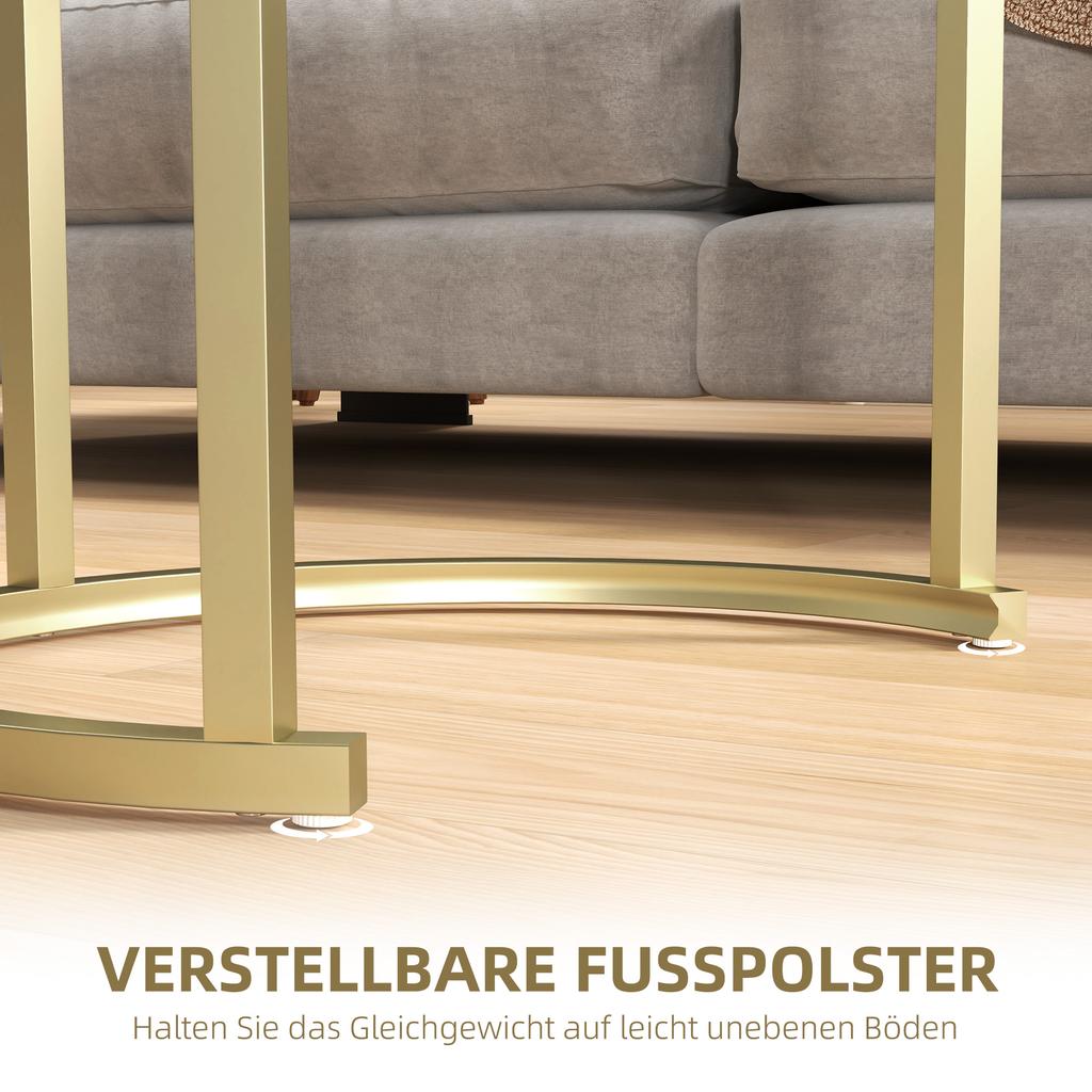 Nest of Tables with Steel Frame and Tempered Glass Tabletop, Modern Coffee Table Set of 2, Clear