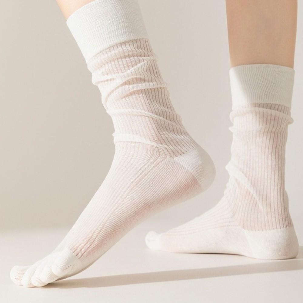 1Pair Breathable Mesh Five Toe Socks Thin Material Split Toe Socks New Crew Socks For Women