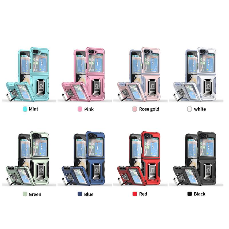 Armor Heavy Duty Defender Case for Samsung Galaxy Z Flip 6 5 4 3 Shockproof Cover Metal Ring Magnetic Stand Full Protective Cover