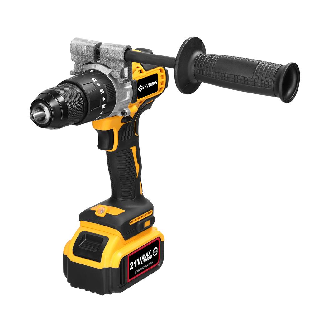 Household 80Nm Multifuctional 21V Electric Drill 2 Speed Control 3 Working Modes Stepless Speed