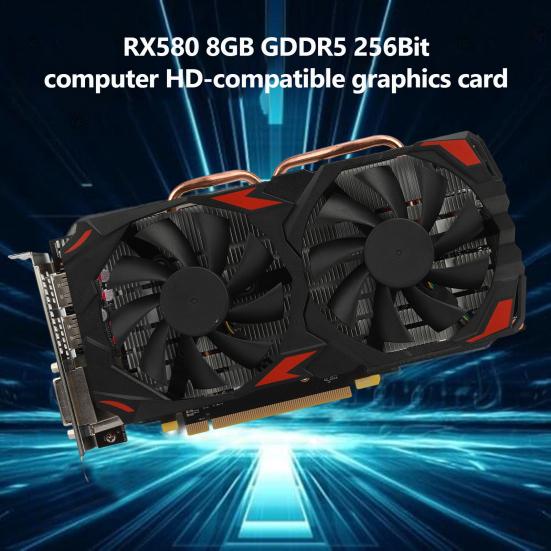Видеокарта RX580 Высокоэффективная Двойной Вентилятор Охлаждения 8GB GDDR5 256Bit
