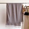 Women Scarf Plaid Print Knitting Shawl with Tassel Decoration Warm Scarf Versatile Comfortable Hair Accessory