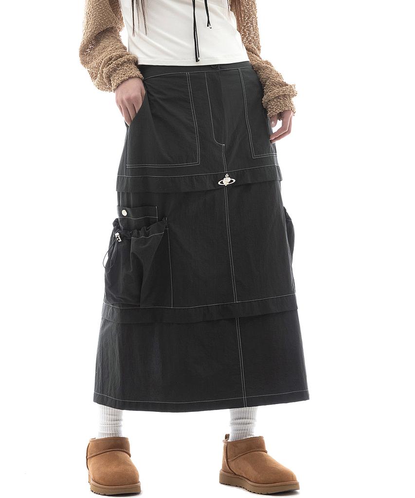 Plasma Sphere Layer Skirt In Dark Grey (Cargo Long Skirt)