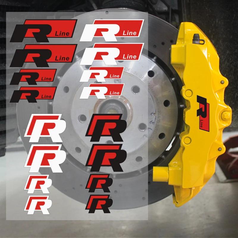 Valve Stems Caps 4Pcs Car Brake Caliper Wheel Decals Brake Sticker For Volkswagen VW Rline R Line ABT Logo Polo Passat Golf Bora zd8
