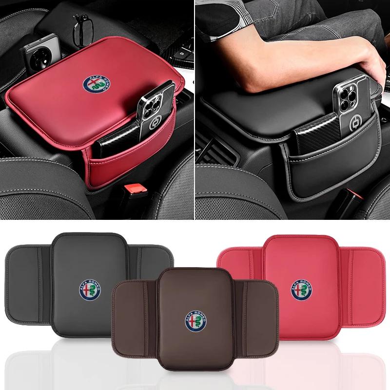 Car Armrest Box Pad Storage Bag Elbow Support Mat Leather For Alfa Romeo 159 Giulietta 156 147 Giulia Mito GT Stelvio Spider zq7