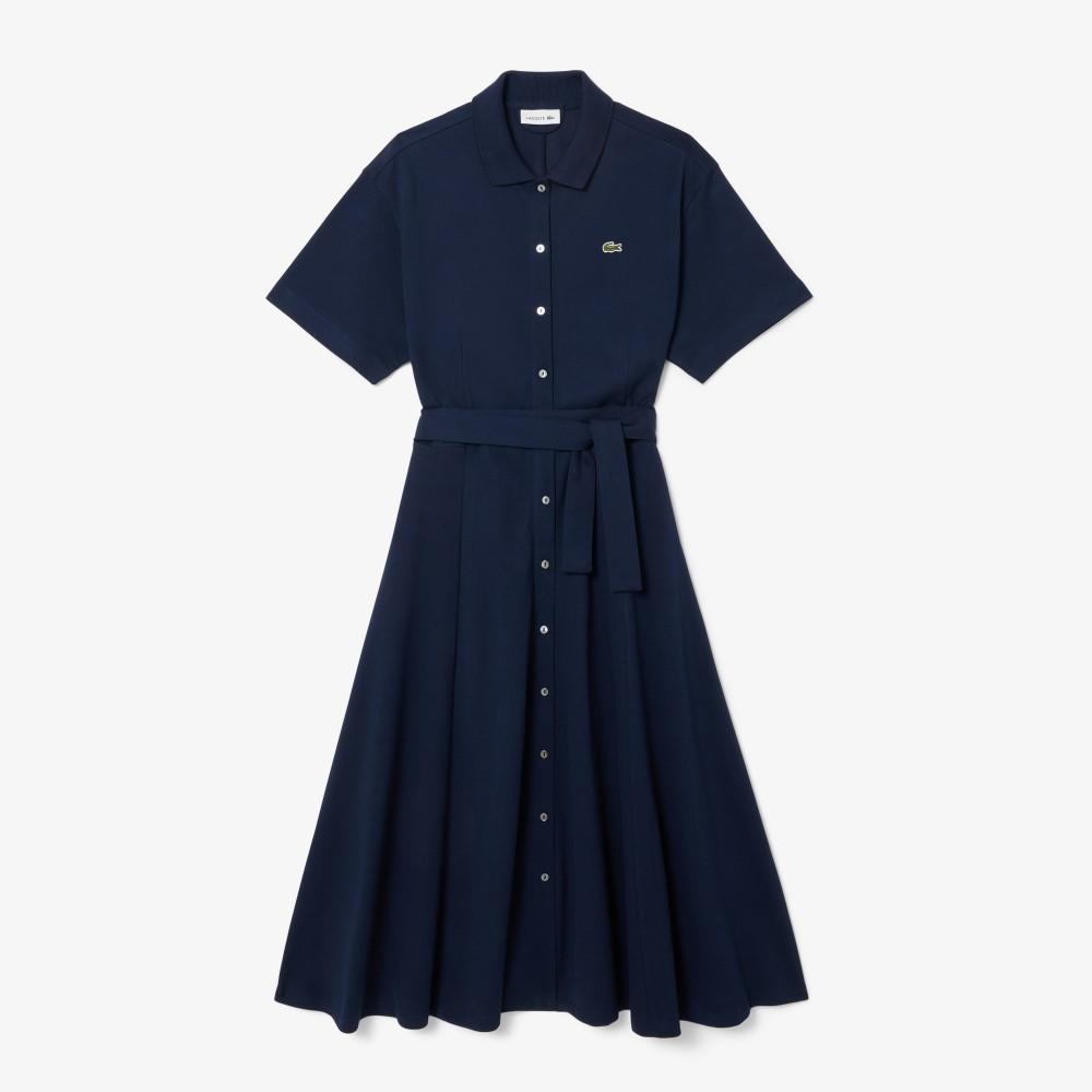 Lacoste Женское платье-поло с поясом, приталенное и расклешенное EF9621-56G166