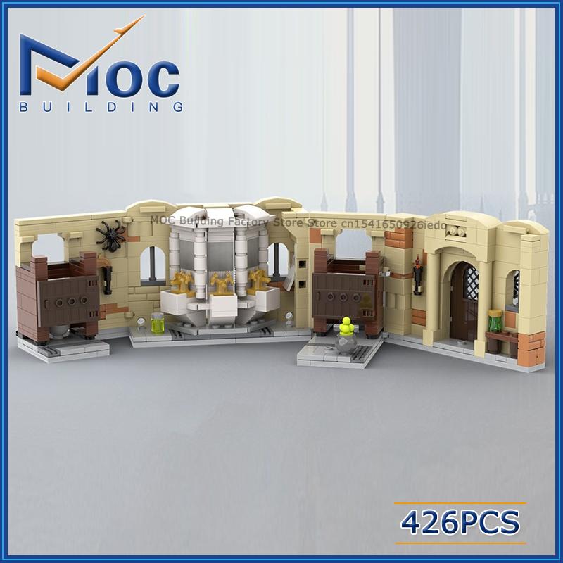 Знаменитый Замок из Фильма MOC Строительные Блоки Сцена Классная Комната Ванная Общая Комната Модель Коллекция Кирпичиков Игрушки для Витрины Праздничные Подарки
