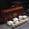 White Suet Jade Porcelain Tea Set, High-end Gift Box, High-end Gifts for Business Banking Company Wine Industry