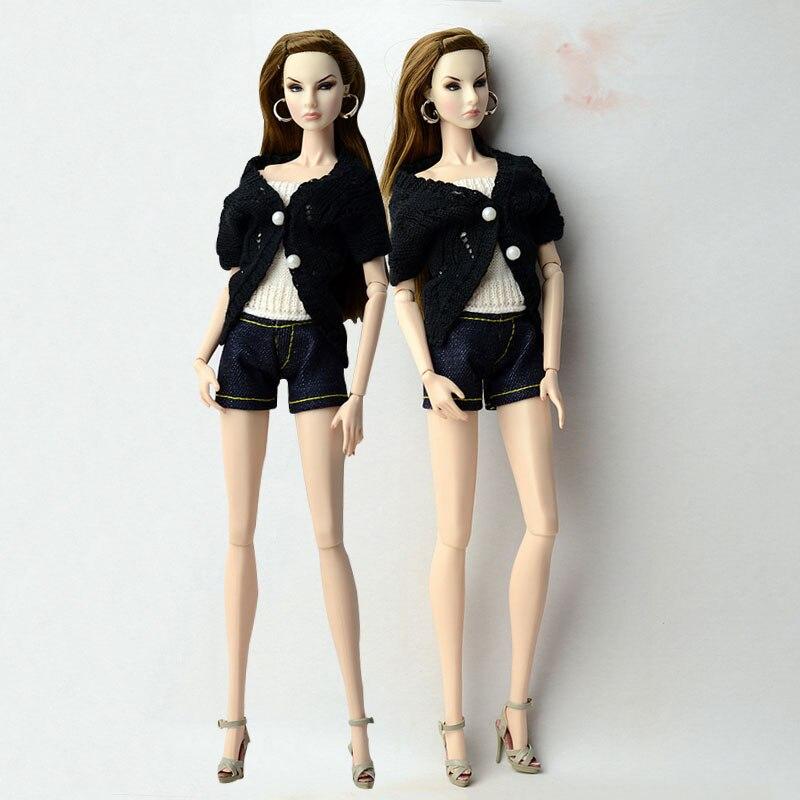 Белый, черный вязаный теплый свитер, пальто для куклы Барби, одежда, наряды 1/6, аксессуары для кукол BJD для детей, кукольный домик, игрушки «сделай сам»