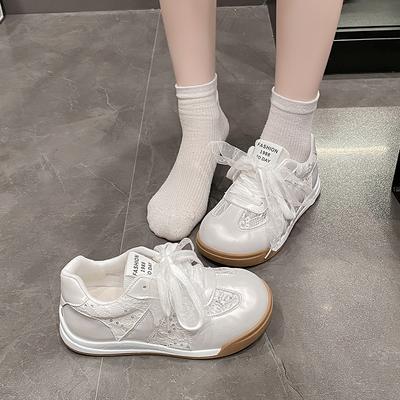 Кружевные сетчатые балетки Повседневная спортивная обувь Женская обувь на шнуровке Женские кроссовки Лето 2025 Мода Бег Дышащий Комфорт Zapatillas Mujer