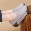Women Platform Loafers Black Casual Leather Shoes Lady Thick Sole Height Increase Shake Shoes