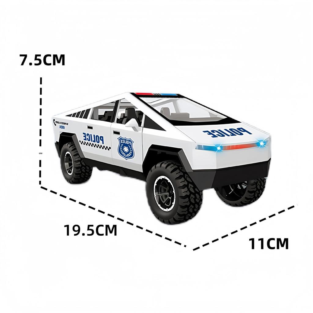 Tesla Cybertruck Large Toy Police Car with Sound, Light, and Spray Simulation