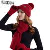 Winter Korean Fashion Knitted Wool Hat Women's Warm Hat Scarf Gloves Three-piece Ear Protector Head Hat