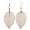 LOVBEAFAS Fashion Wedding Long Earrings Filigree Dipped Unique Natural Real Leaf Earings for Women Fine Jewelry Party Gifts