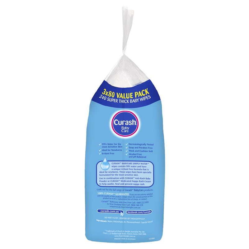 Curash Babycare Simply Water Салфетки 3 x 80