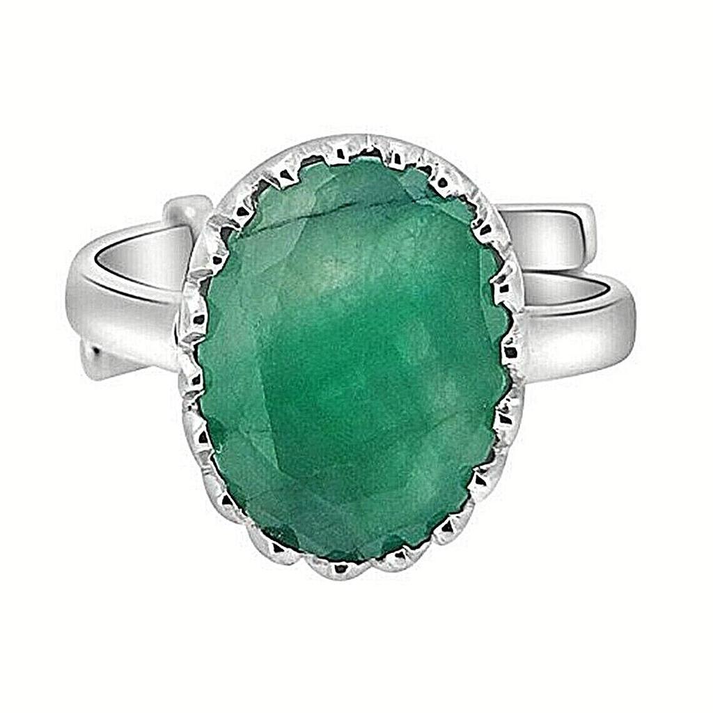Natural Emerald Ring, 925 Sterling Silver, Astrological Ring For Men & Woman