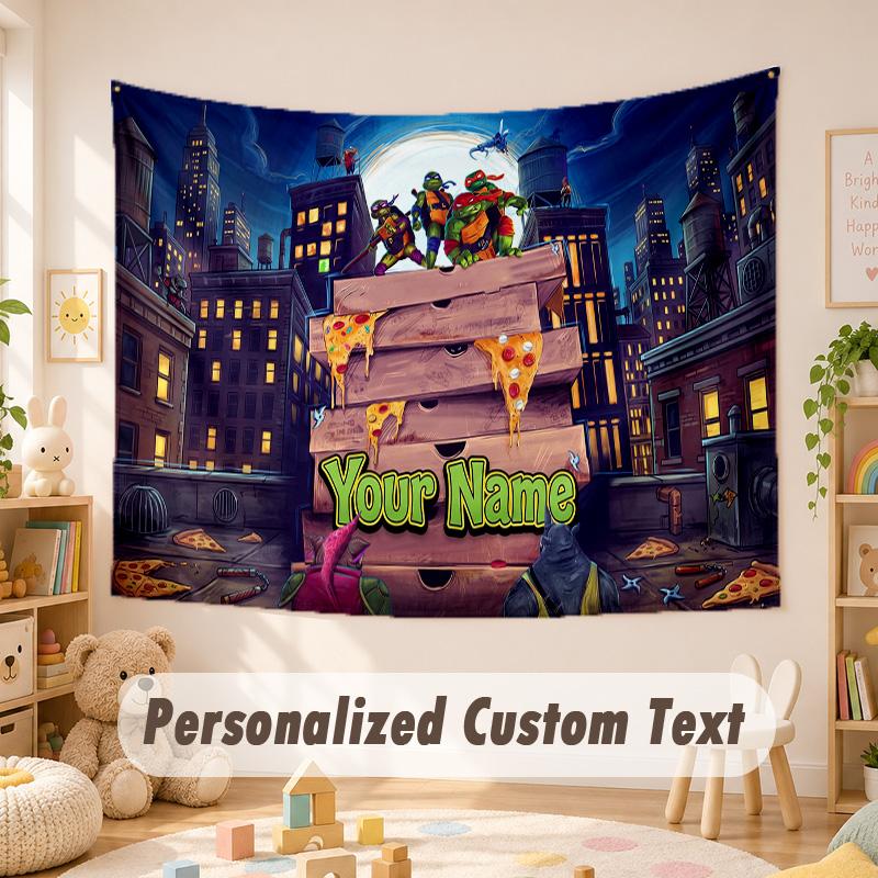 Custom Name Text Tapestry,Teenage Mutant Ninja Turtles Boho Wall Hanging, Decorative Backdrop Tapestry For Room
