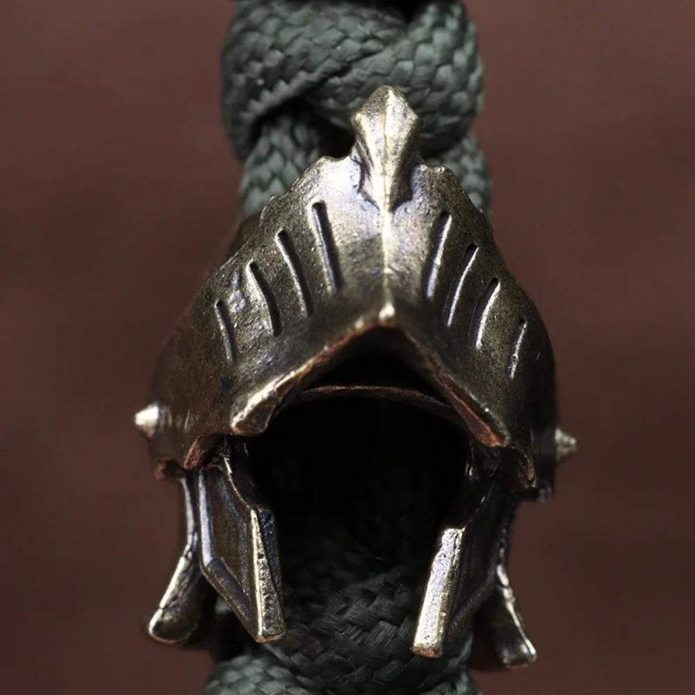 Knight Helmet Brass Knife Bead EDC Outdoor DIY Accessories Woven Lanyard Pendant Jewelry Punk Survival Bracelets Charms