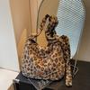 Leopard Print Fur Bag Women's Shoulder Crossbody Bag Vintage Tote Bag