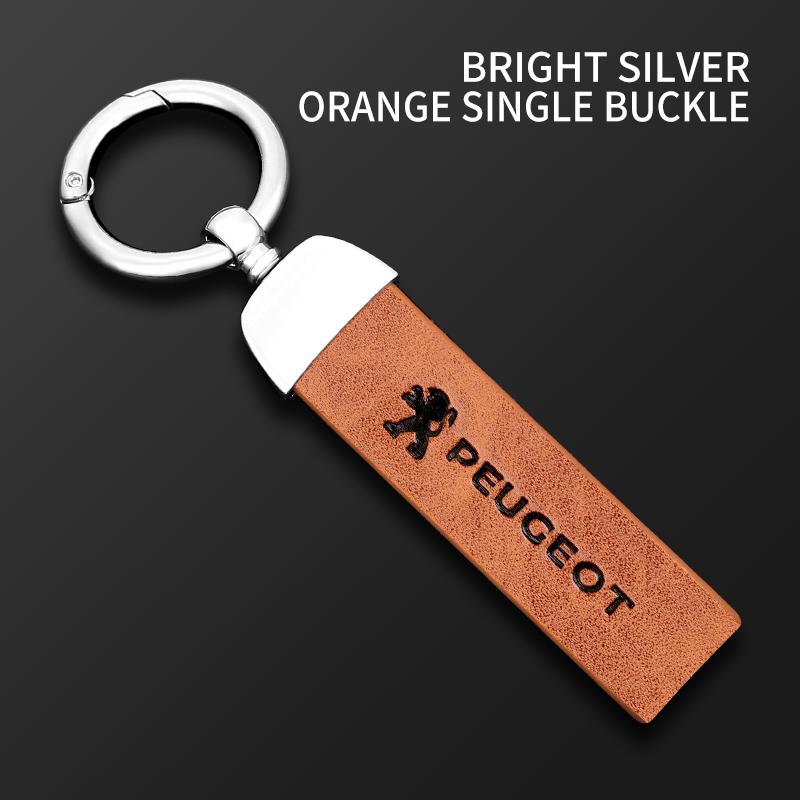Car Vintage Leather Keychain Ring Zinc Alloy Chain Key For Peugeot 208 508 607 106 406 407 307 206 301 408 5008 3008 308 207 107